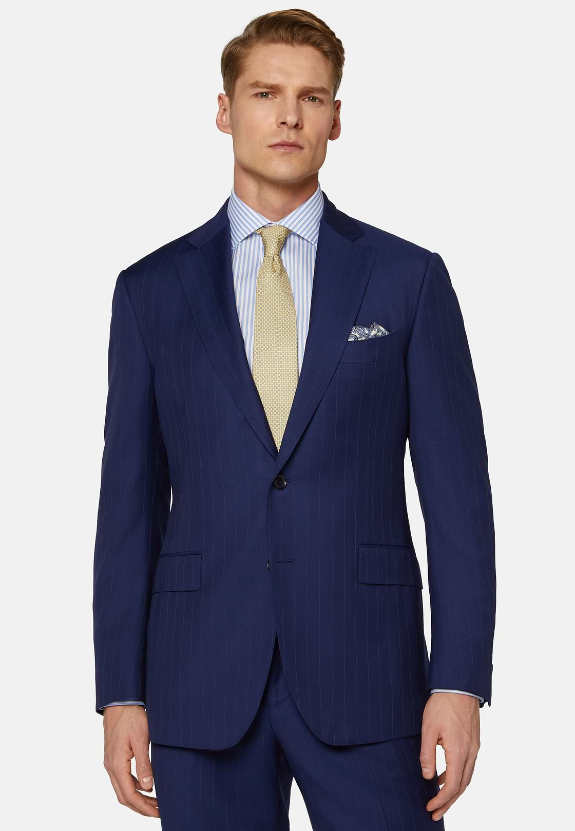 Royal Blue Pinstripe Suit In Super 130 Pure Wool, Royal blue, hi-res