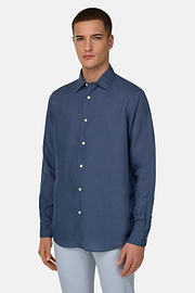 Camisa De Tencel Lino Regular Fit, Azul, thumb, 1