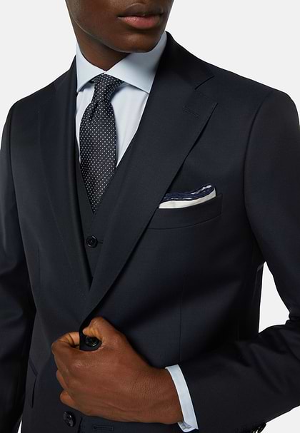 Marineblaues Sakko Aus Super-130-Wolle, Navy blau, hi-res