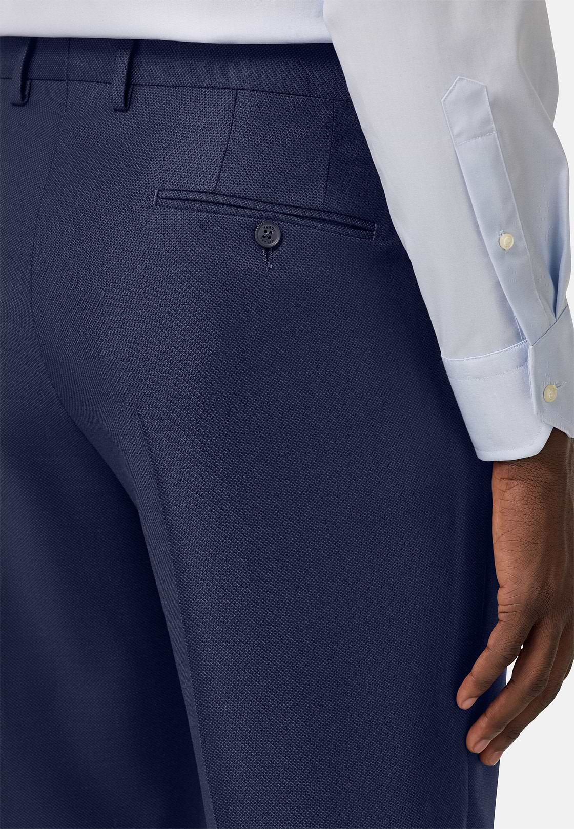 Pure Wool Bird's Eye Trousers, Bluette, hi-res