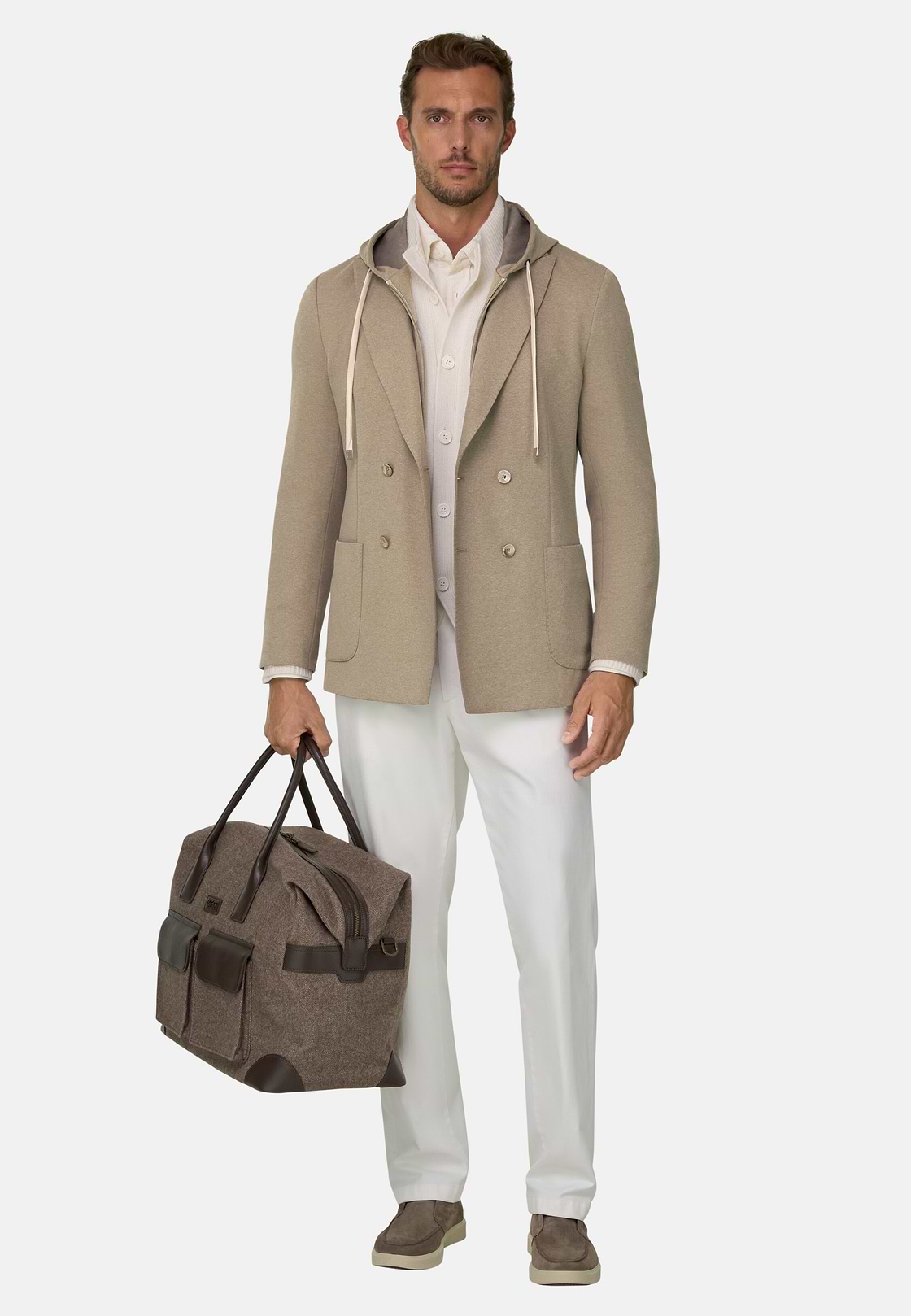 Sweatshirt Blazer Columbus in Cotton Blend B Jersey, Taupe, hi-res, 2