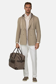 Sweatshirt Blazer Columbus in Cotton Blend B Jersey, Taupe, thumb, 2