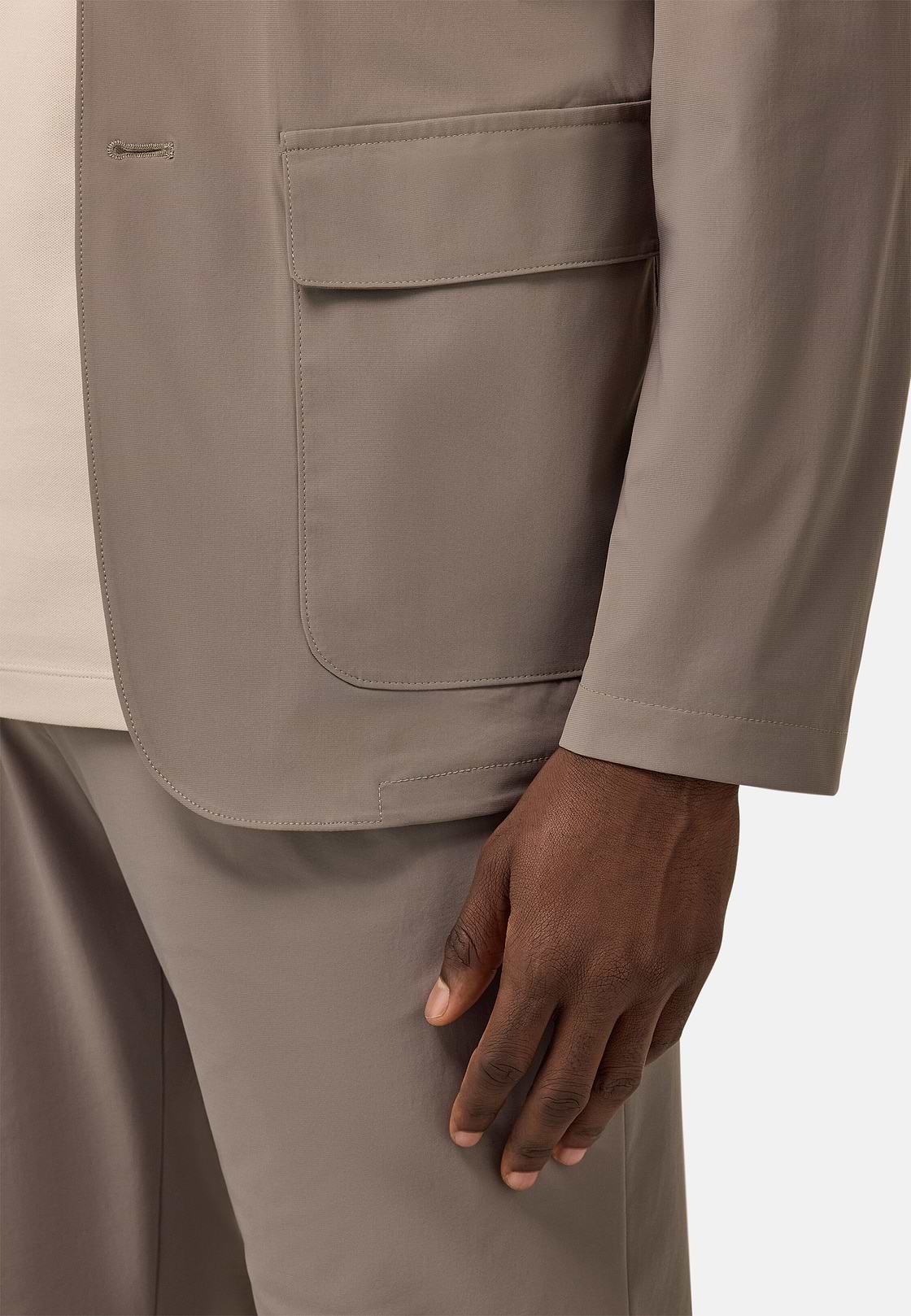 Veste B Tech En Nylon Stretch, Boue, hi-res