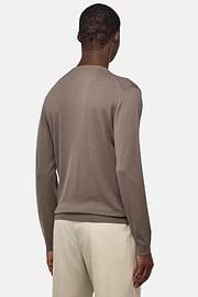 Jersey De Cuello Redondo De Lana Merina, Taupe, hi-res