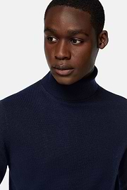 Maglia Dolcevita Navy In Cashmere, Navy, hi-res