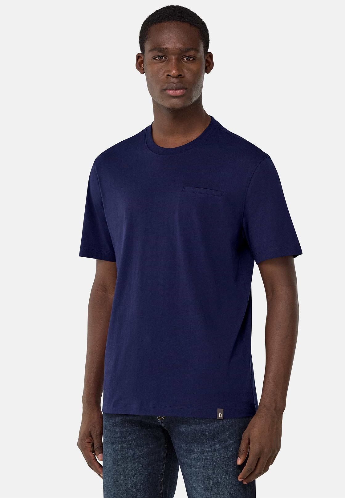 Cotton Jersey T-Shirts with Breast Pockets, Navy blue, hi-res