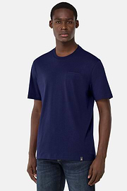 Cotton Jersey T-Shirts with Breast Pockets, Navy blue, hi-res