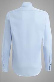 Camisa azul de algodón elastificado slim, , thumb, 4