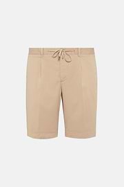 Stretch Cotton Summer Bermuda Shorts, Beige, hi-res