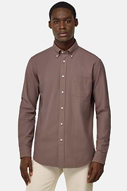 Camisa Oxford de algodón corte regular, Taupe, hi-res