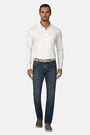 Polo in Cotton and Silk Jersey, White, thumb, 2