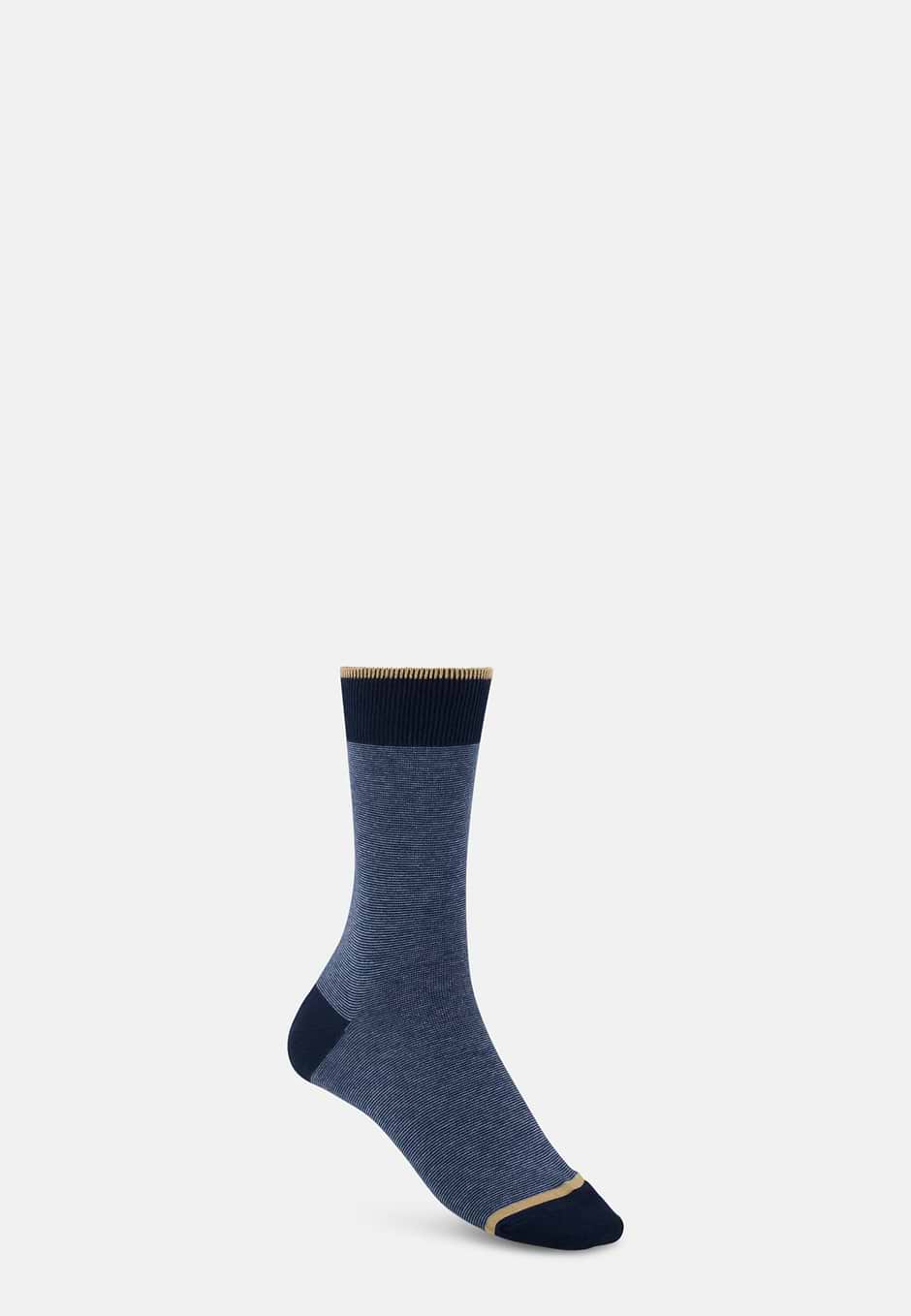 Short Socks Striped Cotton Blend, Navy blue, hi-res
