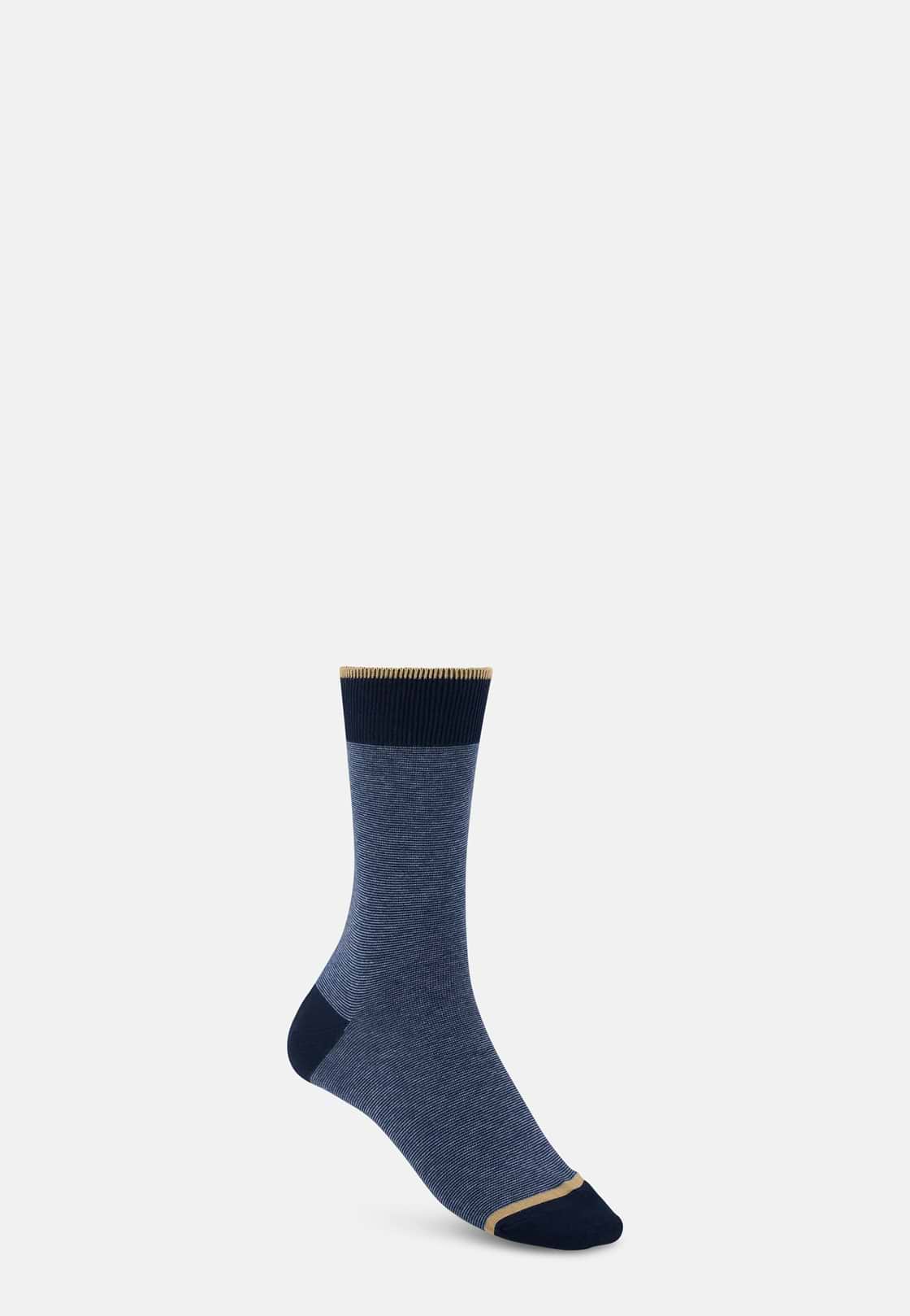Short Socks Striped Cotton Blend, Navy blue, hi-res, 1