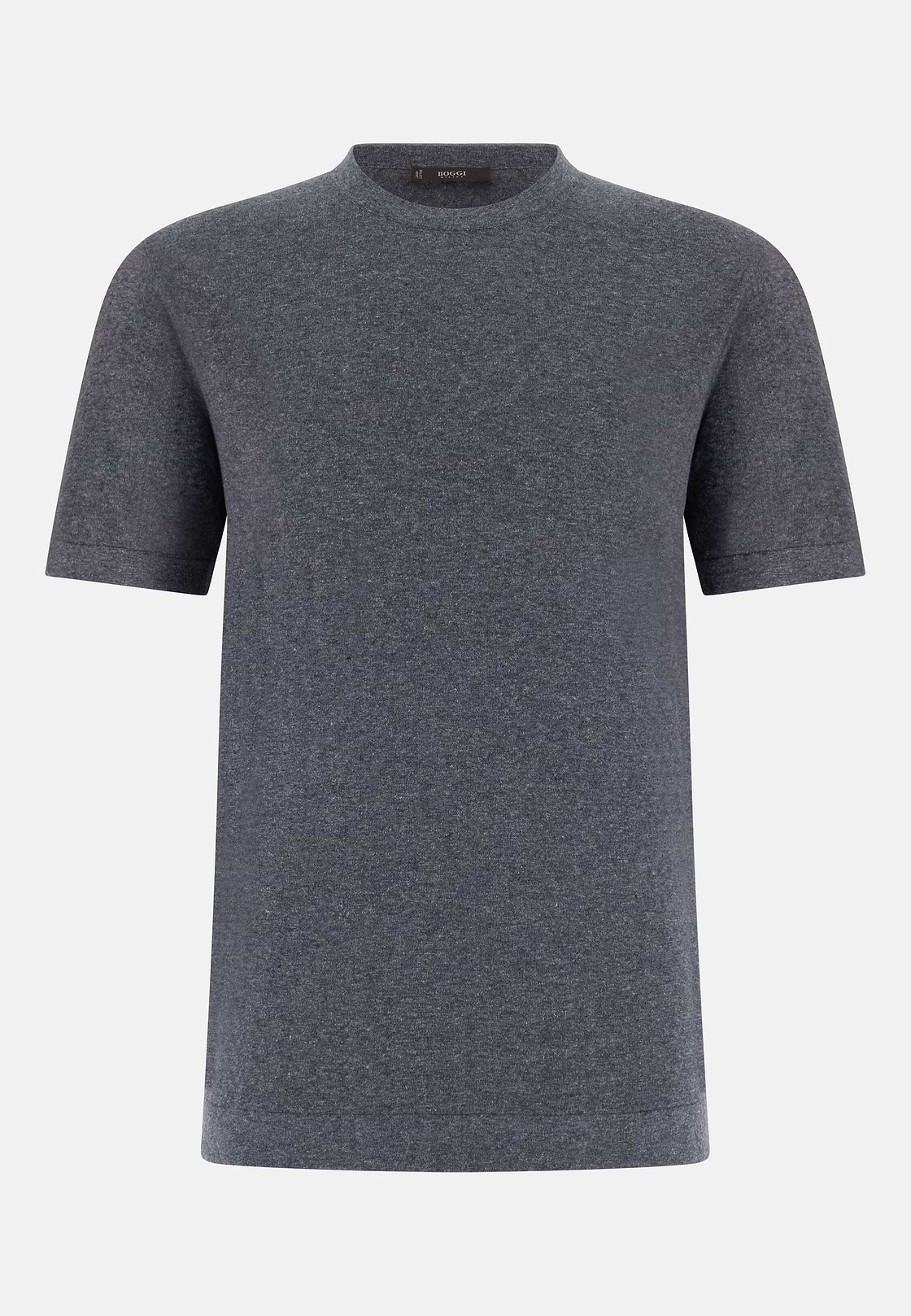 T-Shirt aus Baumwoll-Leinen-Strick, Indigo, hi-res, 5
