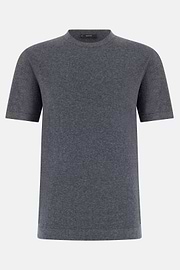 T-Shirt aus Baumwoll-Leinen-Strick, Indigo, thumb, 5