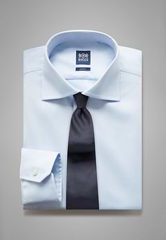 Camisa azul de algodón elastificado slim