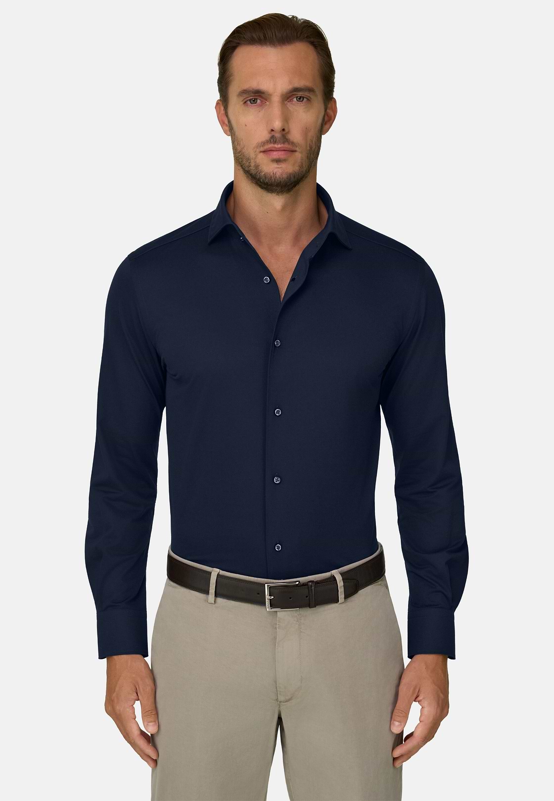 Polohemd aus japanischem jersey regular fit, DARK NAVY, hi-res, 1