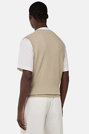 Pullover Mit V-Ausschnitt Aus Baumwolle und Seide, Sand, hi-res