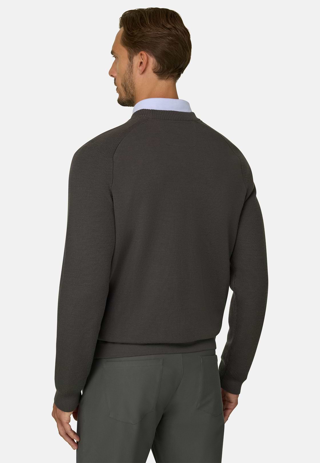 Rundhalspullover aus Merino-Mischgewebe WOOLTECH, Militärgrün, hi-res, 4