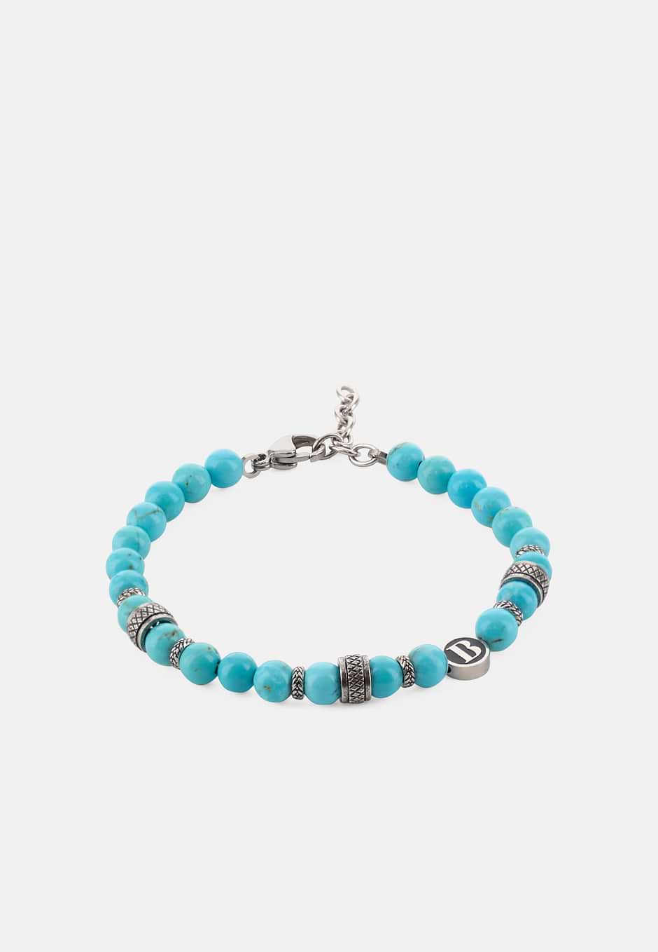 Pulsera De Acero Con Cuentas De Sodalita, Azul claro, hi-res