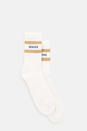 Short Socks Striped Logo Cotton Blend, White, thumb, 2