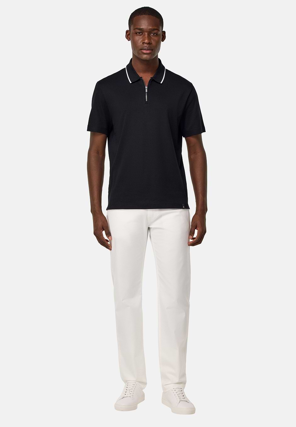 Half-Zip Jersey Polo Shirt, Black, hi-res