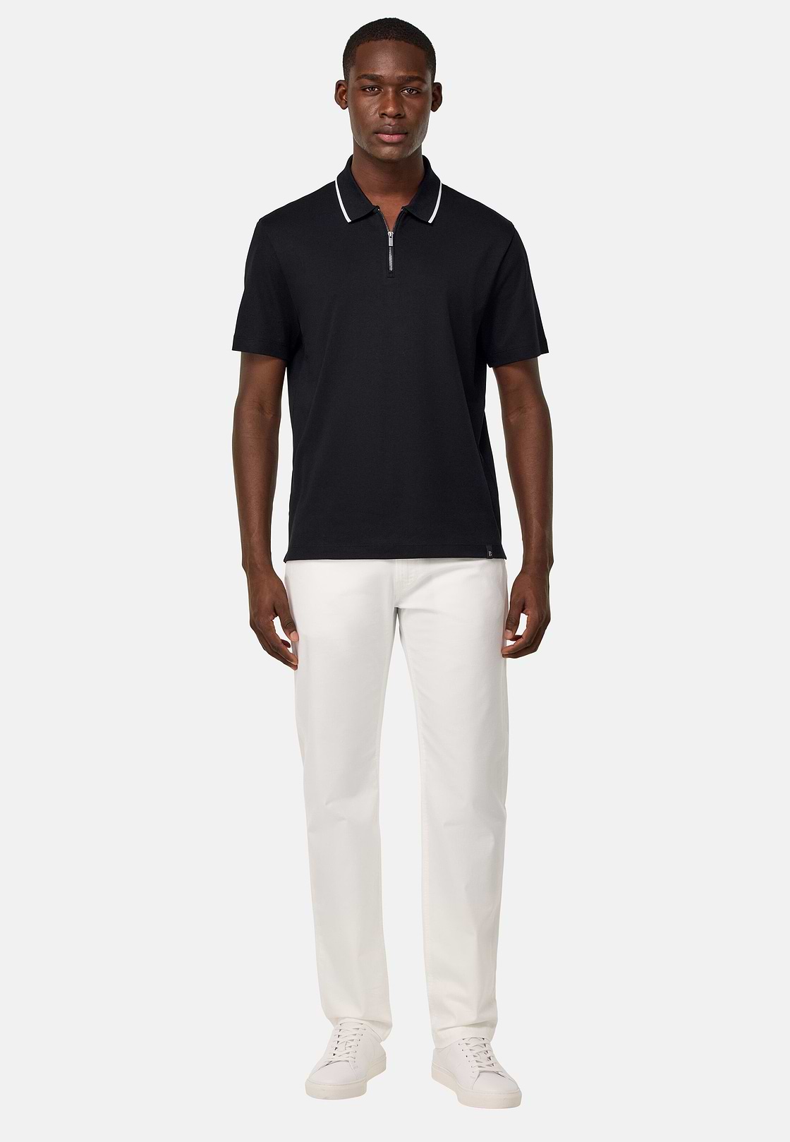 Half-Zip Jersey Polo Shirt, Black, hi-res