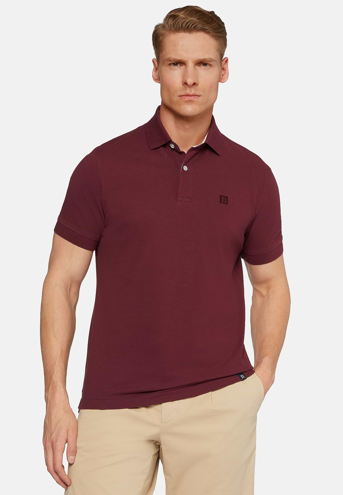 Cotton Piqué Polo Shirt, Burgundy, hi-res