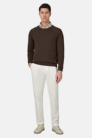Maglia Girocollo In Cotone Seta Cashmere, Marrone scuro, thumb, 2