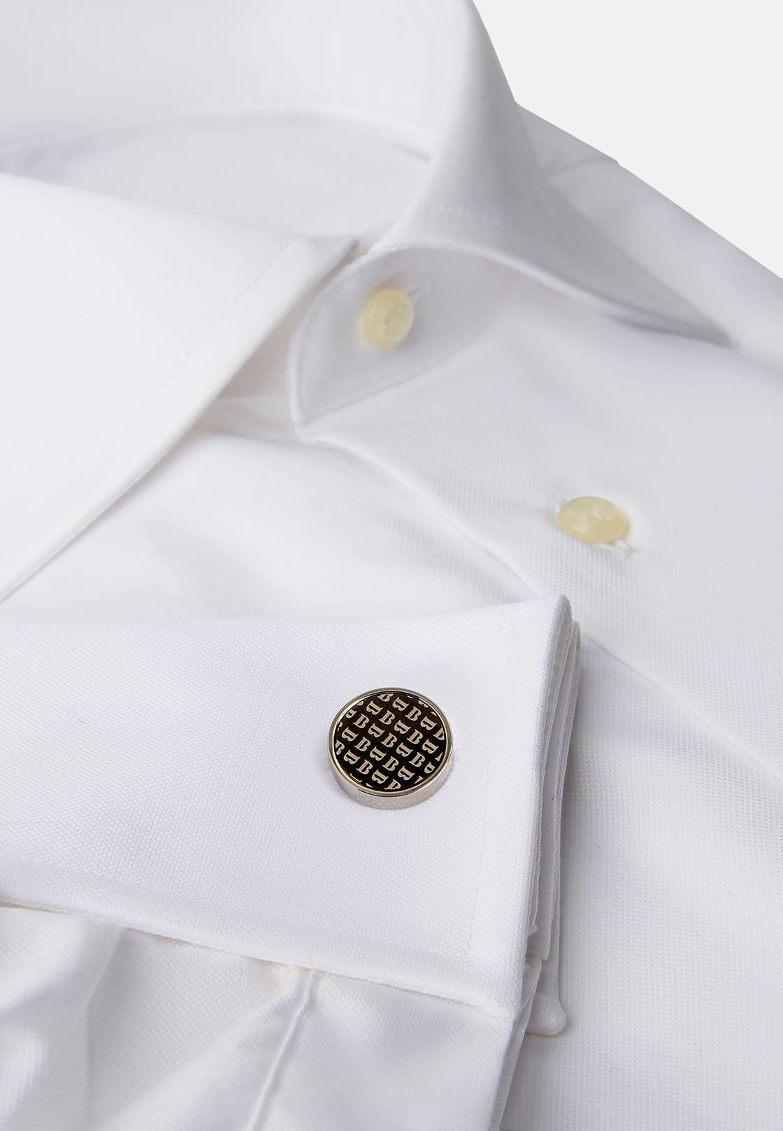 Gemelos de camisa circulares con logotipo, Plata, hi-res