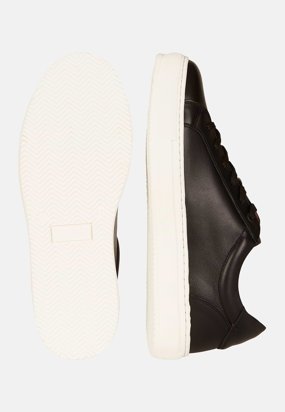 Black Leather Trainers, Black, hi-res