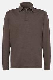 Poloshirt Tencel Wol, Brown, hi-res