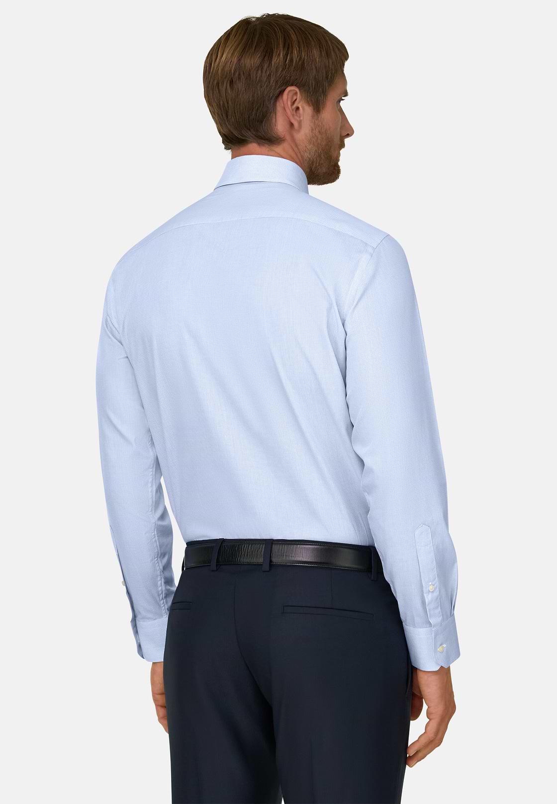 Shirt Checked Cotton Poplin Slim Fit, Light Blue, hi-res, 6