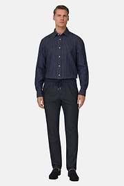 Pantaloni City In Cotone e Cupro, Navy, thumb, 3