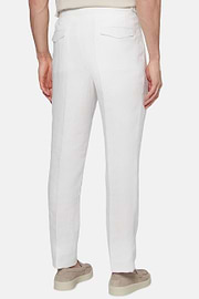 Pure Linen Trousers, White, hi-res