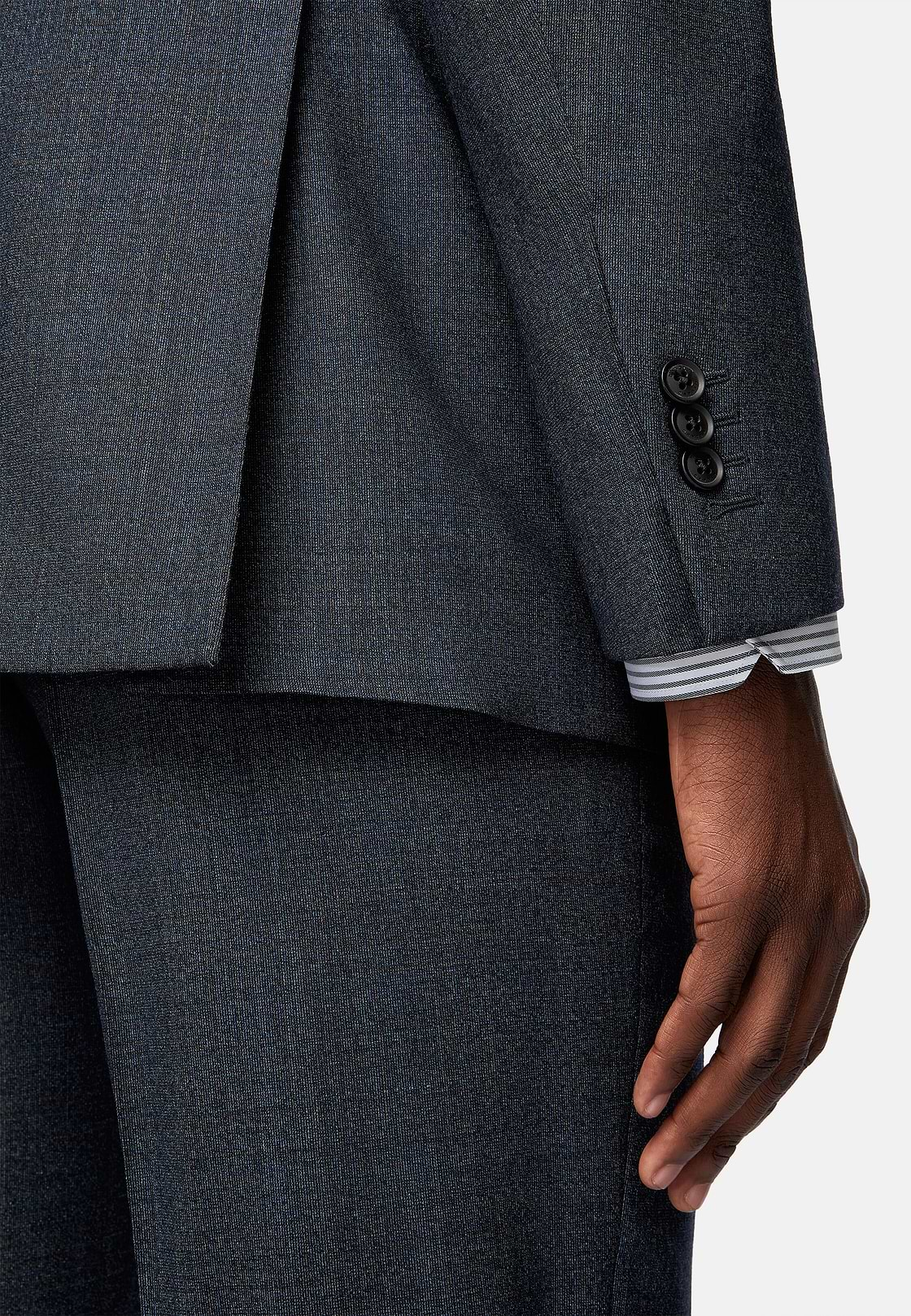 Charcoal Micro Patterned Suit In Stretch Wool, Charcoal, hi-res