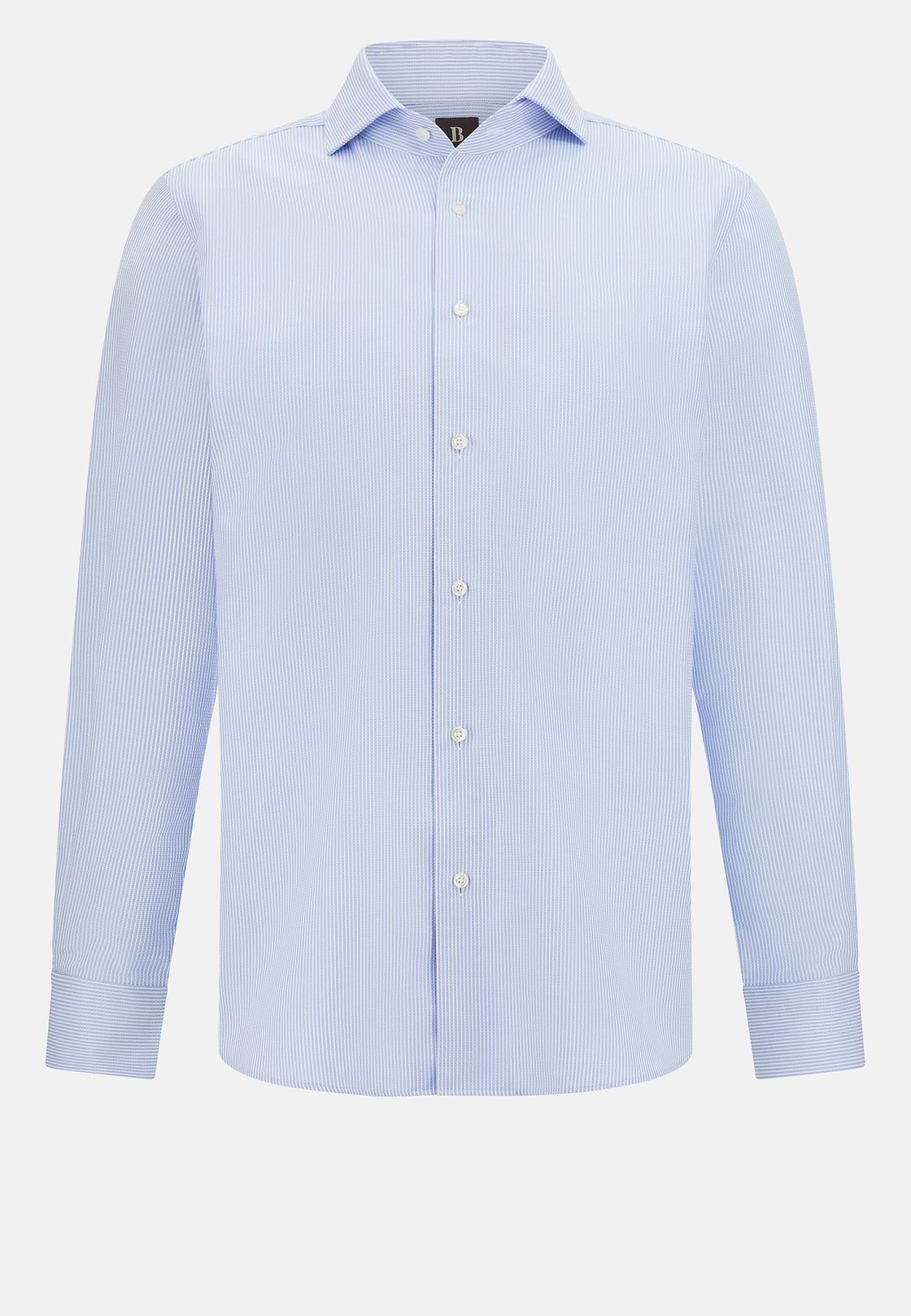 Chemise À Rayures En Coton Regular Fit, Bleu clair, hi-res