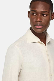 Regular Fit Linen Shirt, Sand, hi-res