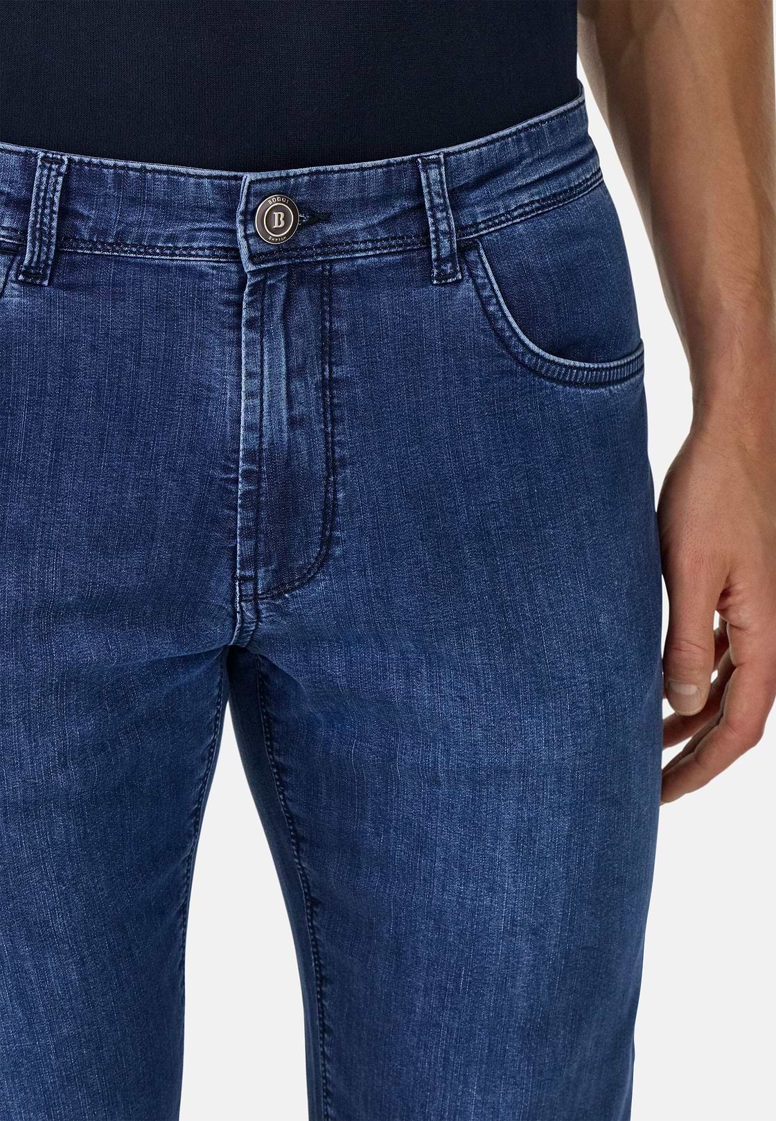 Jean Ultraléger Bleu Moyen En Denim Extensible, Bleu, hi-res