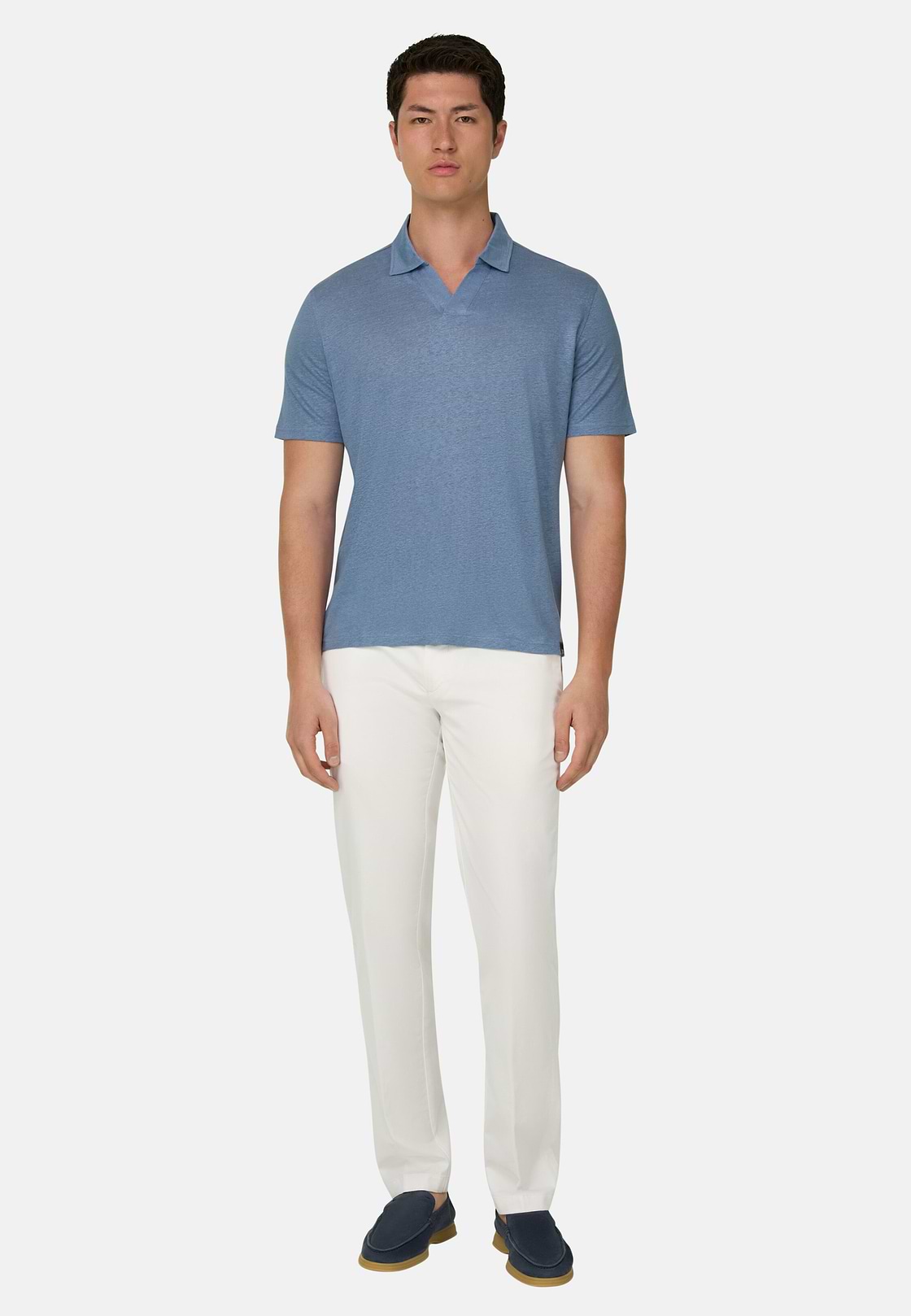 Polo En Jersey De Lin Extensible, Bleu clair, hi-res, 2