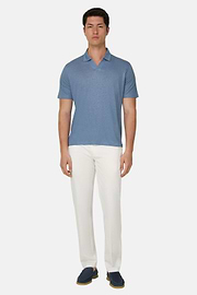 Polo En Jersey De Lin Extensible, Bleu clair, thumb, 2