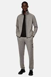 Lightweight Wool Blend Scuba Trousers, Grey, hi-res