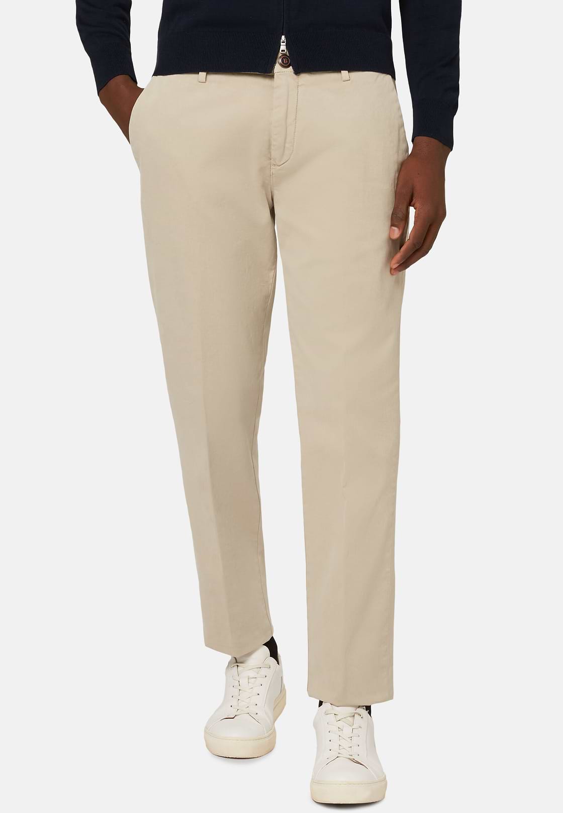 Stretch Cotton Pants, Beige, hi-res