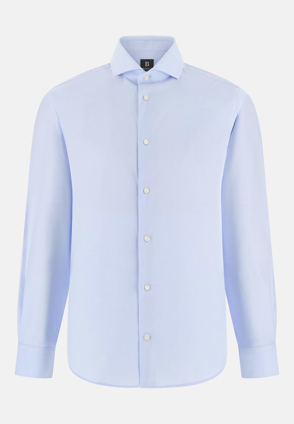 Camicia In Cotone Slim Fit, Azzurro, hi-res, 6