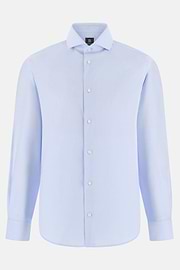 Camicia In Cotone Slim Fit, Azzurro, thumb, 6