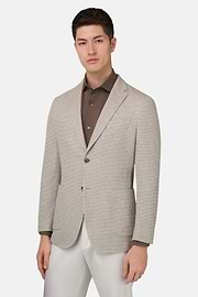 Marynarka z czystej bawełny z mikrostrukturą Jersey, Taupe, thumb, 1