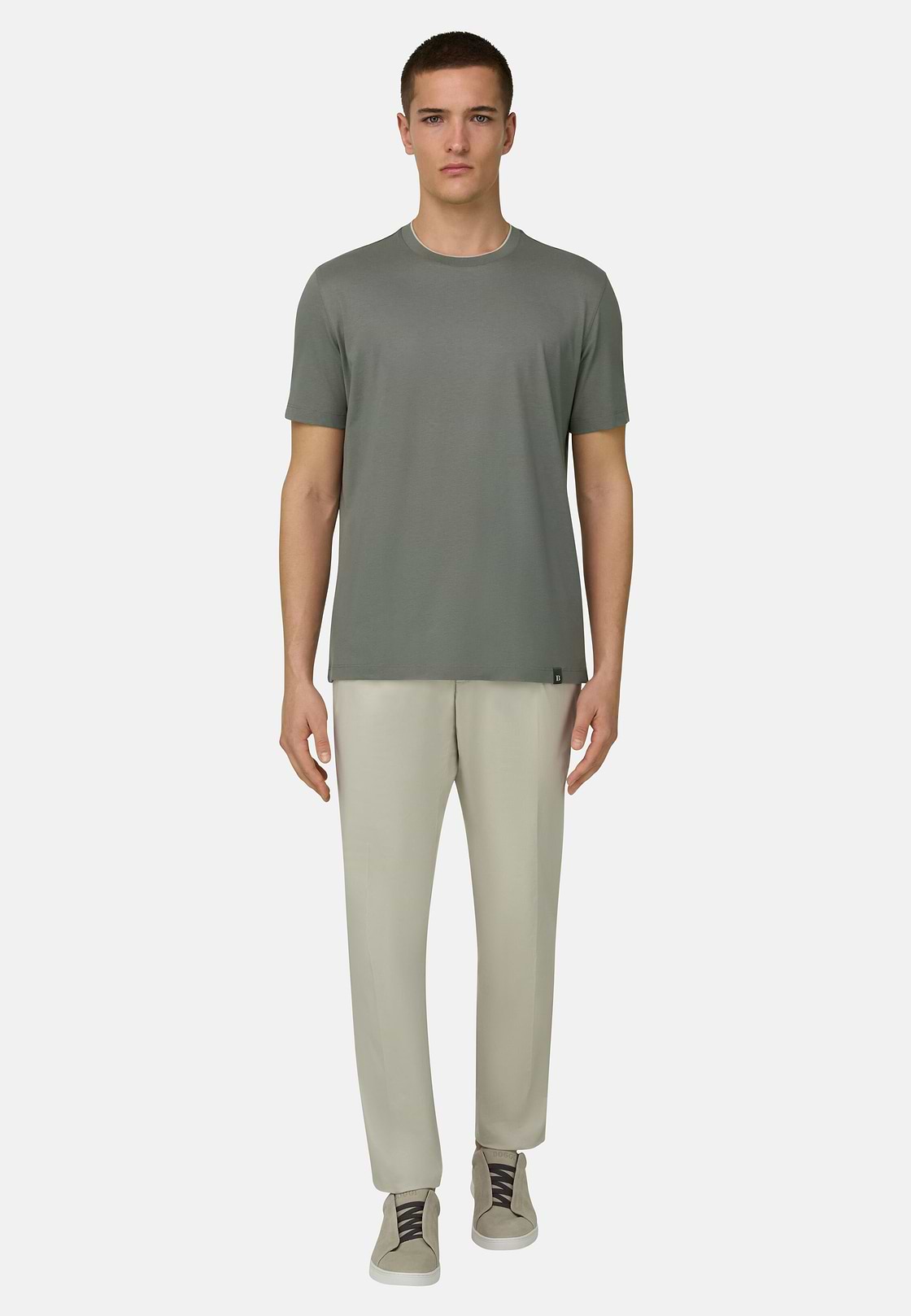 T-Shirt In Cotone Tencel, Militare, hi-res, 2