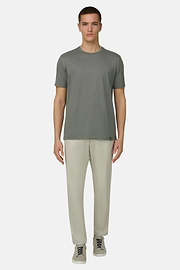 T-Shirt In Cotone Tencel, Militare, thumb, 2