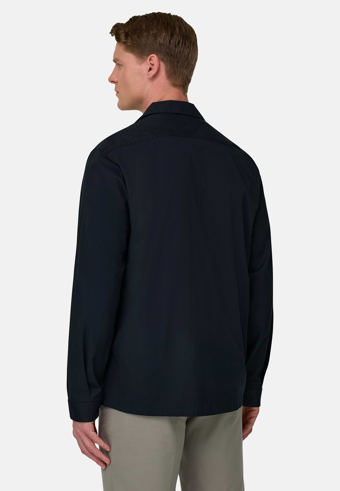 Camicia Over In Cotone Tencel, Navy, hi-res, 3
