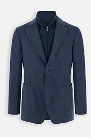 Blazer in Wool Blend with Removable Bib, Blue, thumb, 5